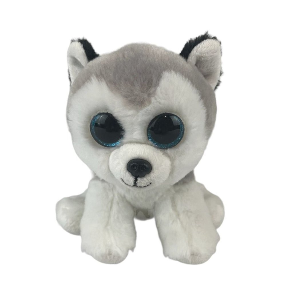 Ty VelveTy Buff Husky‎ Dog 6" Plush Stuffed Animal Toy Blue Glitter Eyes Wolf